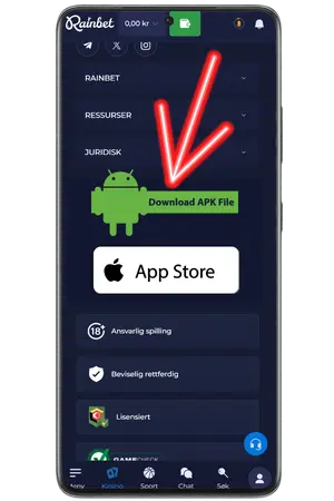 For å laste ned RainBet App, klikk på knappen for å laste ned apk-filen.