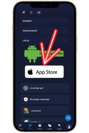 For at fortsætte med at downloade RainBet App klik på App Store-knappen