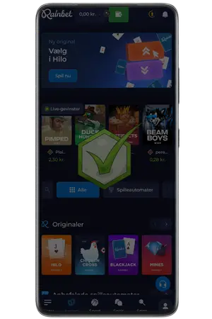 Færdig, du har installeret RainBet App på Android