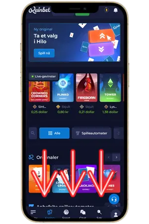 For å laste ned RainBet App for iPhone, gå til den offisielle nettsiden for casinoet.