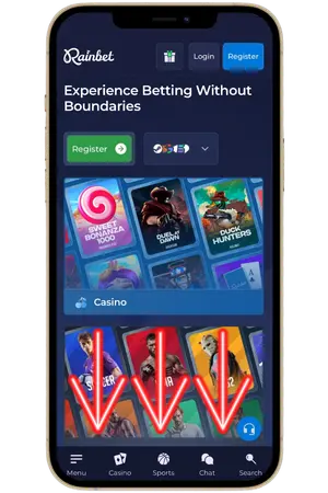 För att ladda ner RainBet App Iphone gå till den officiella casinowebbplatsen