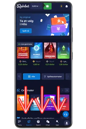 For å laste ned RainBet App for Android, gå til den offisielle nettsiden
